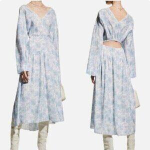 Vince Dahlia Long Sleeve Double V Neck Cut Out Back Dress